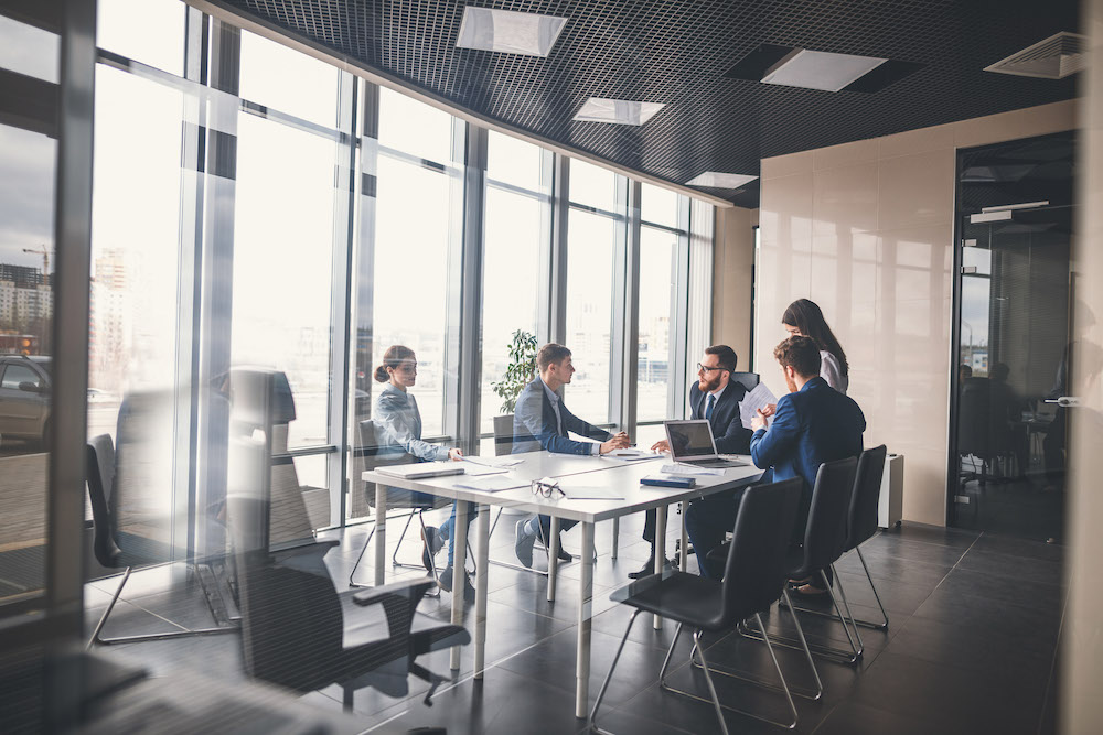 business team and manager in a meeting