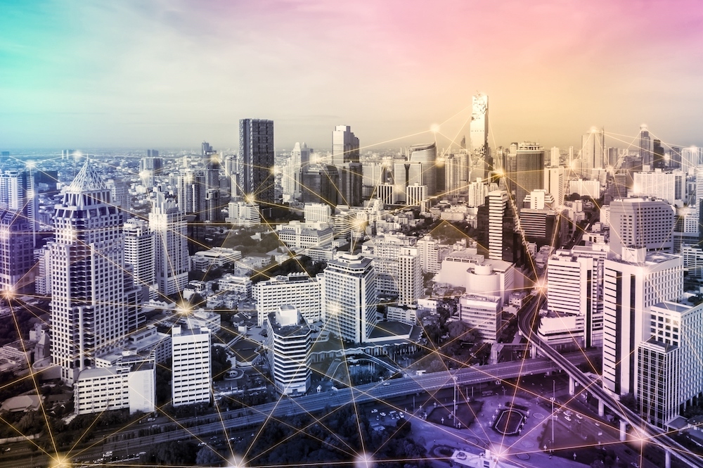 The modern creative communication and internet network connect in smart city